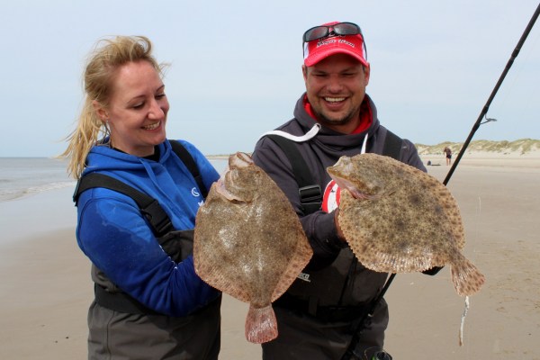 Steinbuttangeln an der Nordsee am Børsmose Strand