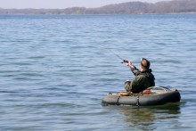 Meerforellen angeln mit Bellyboat auf Als